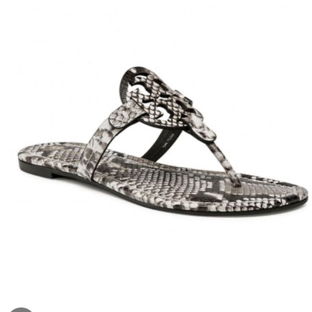 TORY BURCH *Authentic* LIKE NEW Miller Sandal Warm Roccia Snake Print Sz 6.5